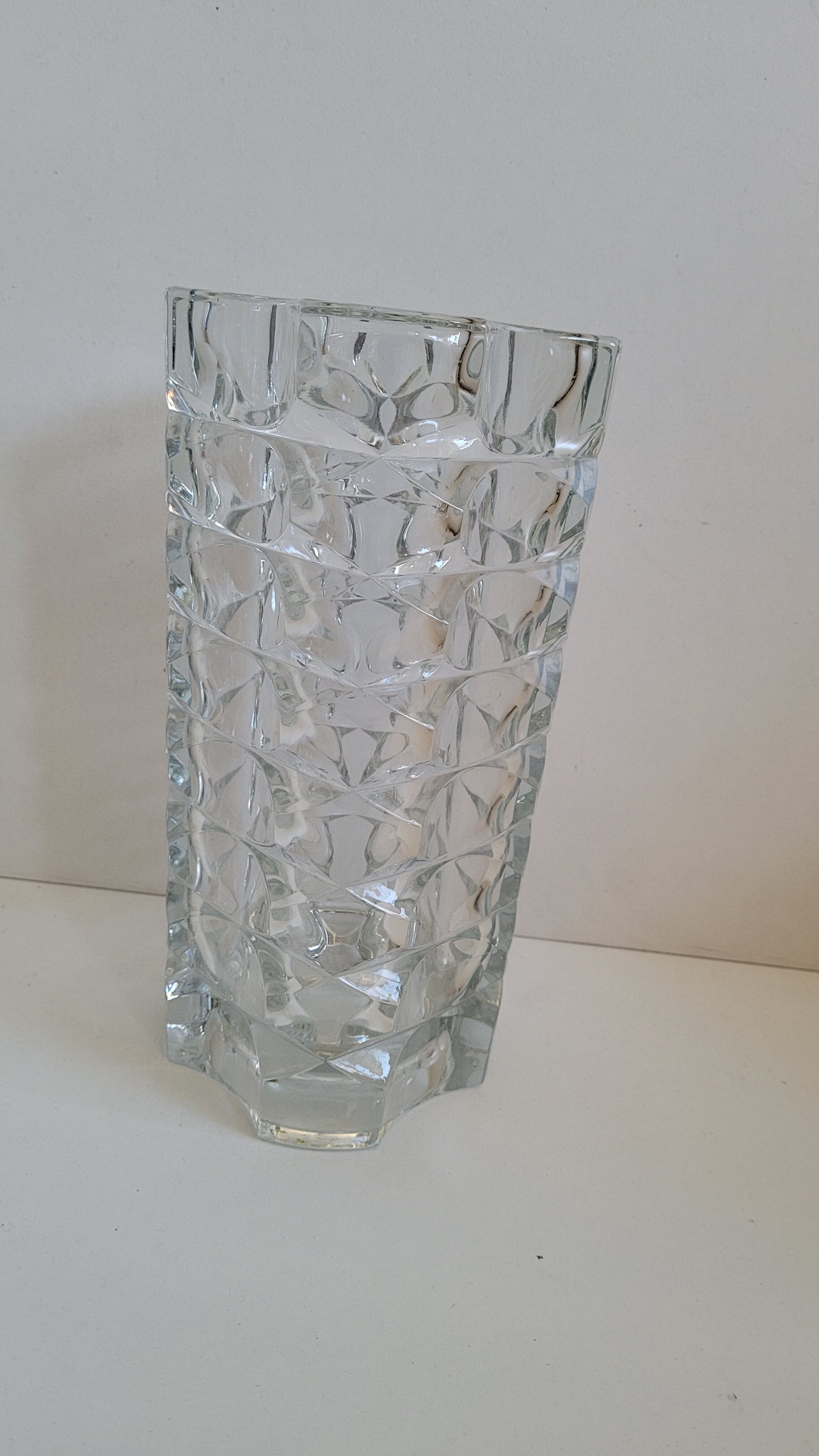 Faceted molded glass vase
