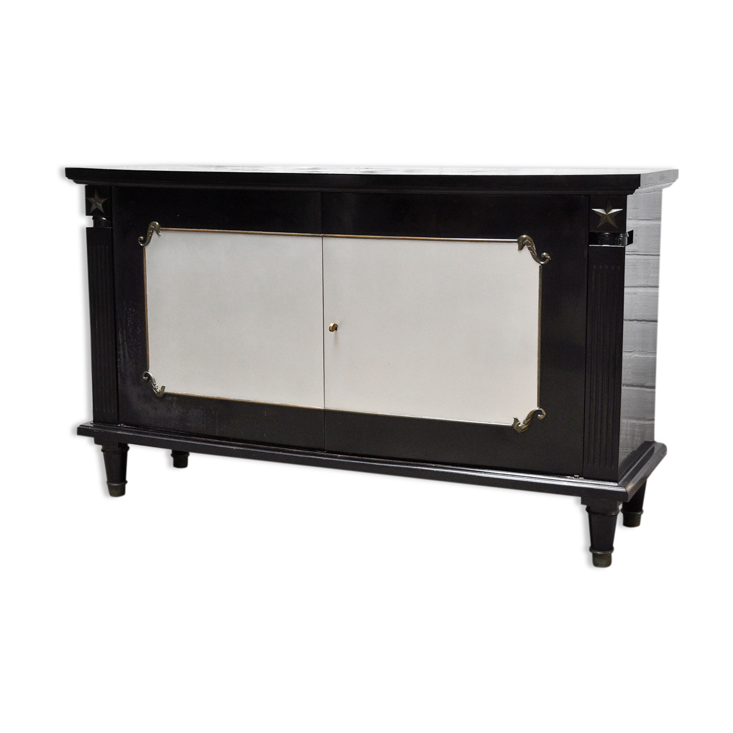 Art Deco Black Lacquer and Bronze Cabinet in the style of André Arbus, France, 1930s