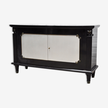 Art Deco Black Lacquer and Bronze Cabinet in the style of André Arbus, France, 1930s