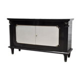 Art Deco Black Lacquer and Bronze Cabinet in the style of André Arbus, France, 1930s