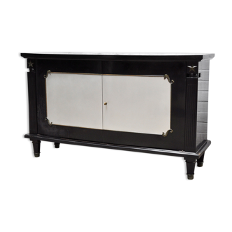 Art Deco Black Lacquer and Bronze Cabinet in the style of André Arbus, France, 1930s