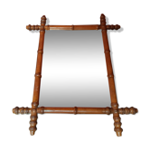 Old bamboo style wooden mirror 44x53 vintage