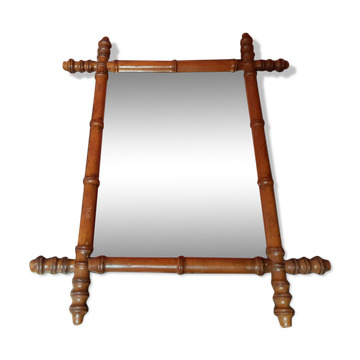 Ancien miroir bois style bambou 44x53 vintage
