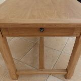 Solid oak farmhouse table with 2 large drawers and brass knobs - Fully restored