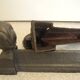 chenets anciens fonte décor orientaliste cast iron fireplace andirons