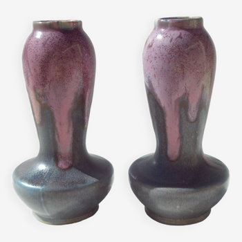 Pair de vases en gres de puisaye. L'Atelier de Dieulefit