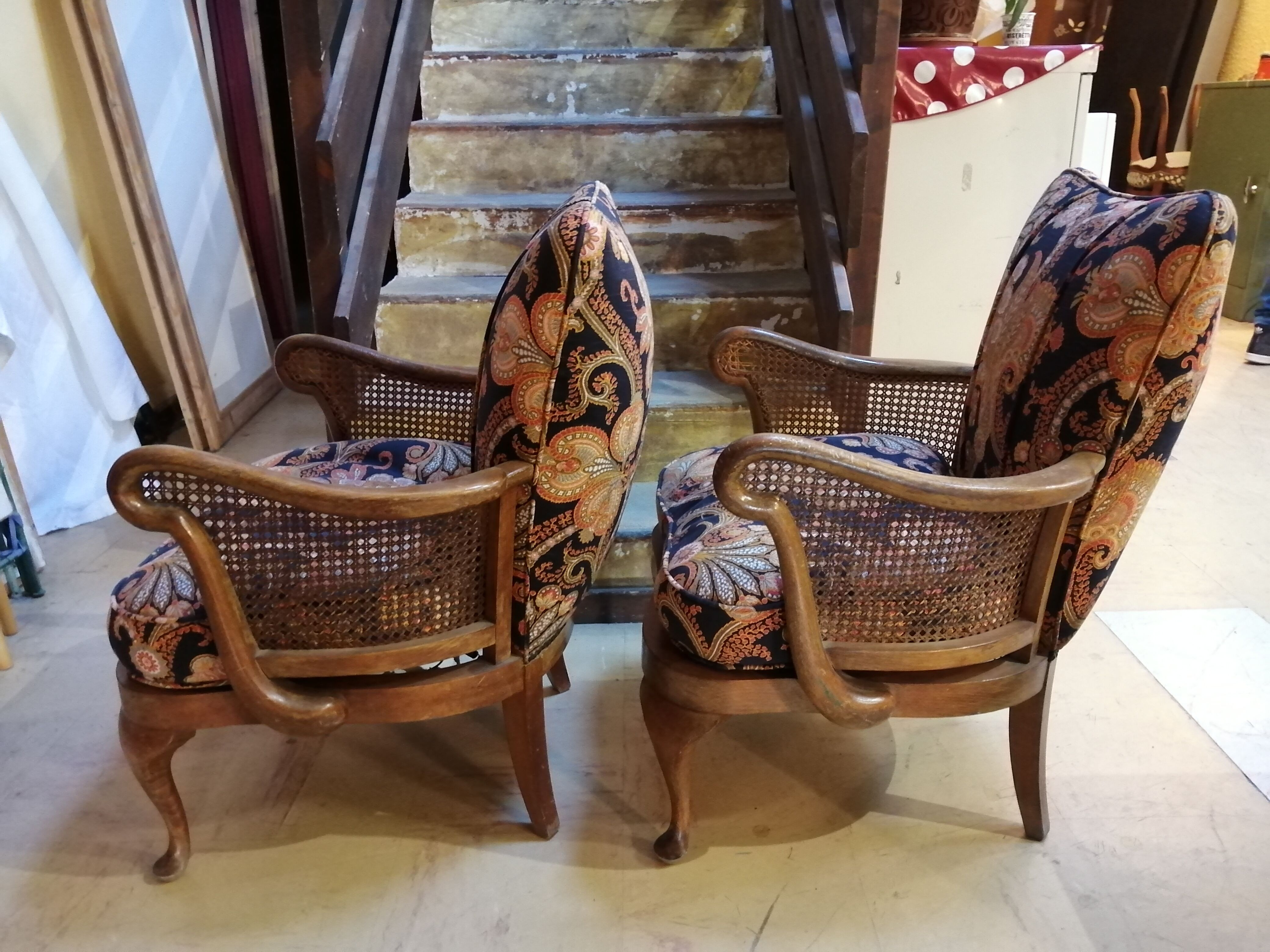 Duo of English armchairs Chippendale style