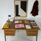 Two-sided oak desk, 50s