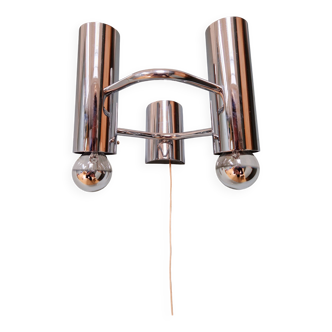 Double wall light in chromed metal, G. SCOLARI, 70s