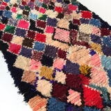 Tapis berbère Boucherouite vintage à losanges multicolores 173x146cm