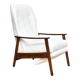 Fauteuil avec repose-pieds rabattable en Bouclé blanc crème, années 1960