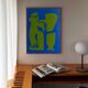 Original cubist canvas painting "happy blue men" by Bodasca