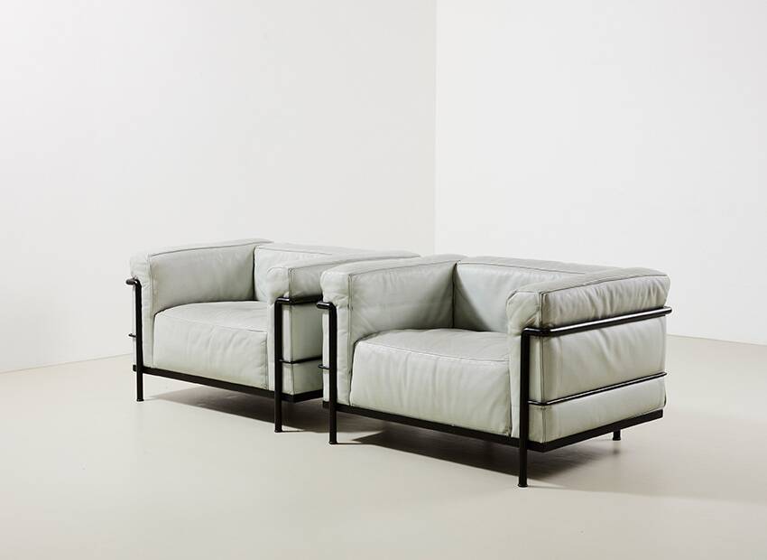 Le Corbusier Pair of LC3 Lounge Chairs for Cassina 1927/1970s