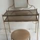 Vintage hairdresser 1950s brass and glass with mirror and matching seat