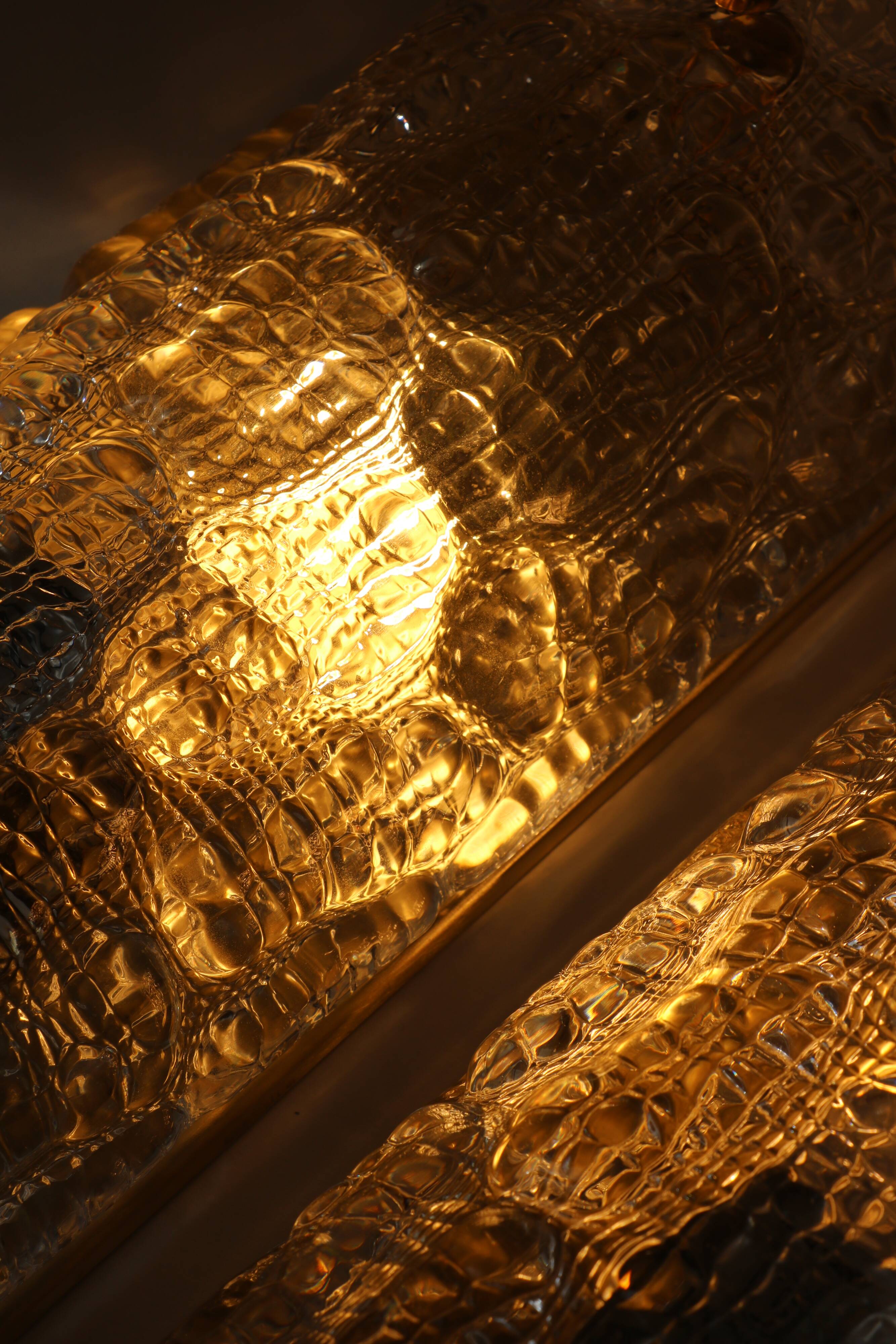 Pair of glass and brass wall lights by Carl Fagerlund for Orrefors, 1960.