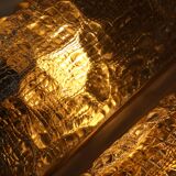 Pair of glass and brass wall lights by Carl Fagerlund for Orrefors, 1960.