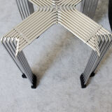 Table ronde chromée en verre rond à tige ronde, Italie années 1970