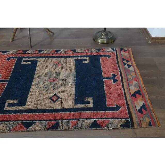 1970s Turkish Oushak Handmade Wool Cotton Pink Runner Rug 90x333