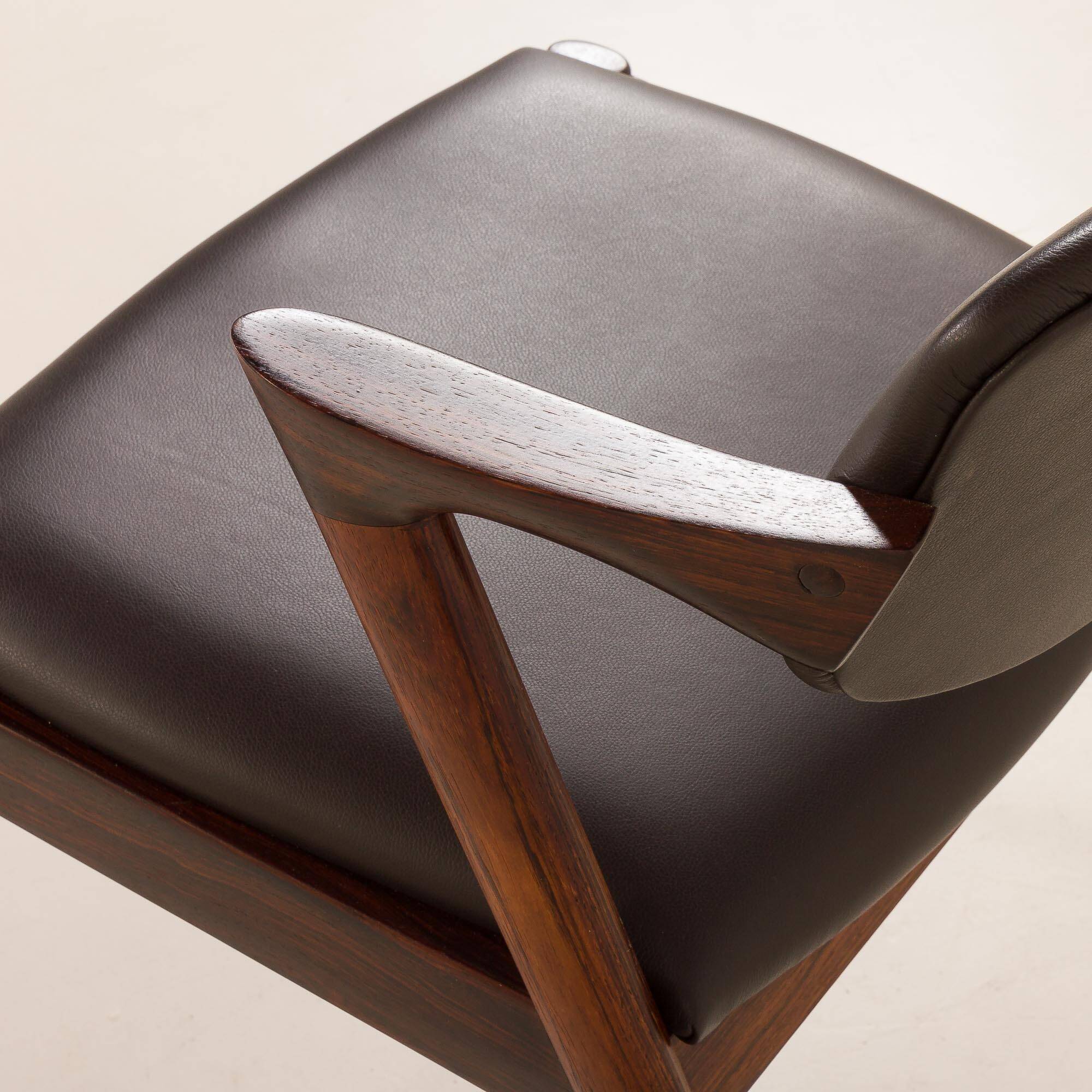 Kai Kristiansen rosewood chair  #42 in aniline leather, 1960s