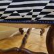 Vintage reupholstered solid wood footboard bench, kirkbydesign publisher fabric, 88 cm