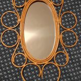Vintage rattan mirror, 72x40 cm