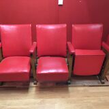 Chairs cinema years 50-60 imitation leather 3 Chair and a folding seat