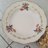 Old hollow plates mismatched in earthenware with gilded edges