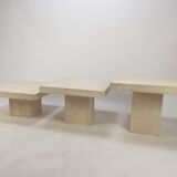 Set of 3 Italian Travertine Coffee Tables, 1980s