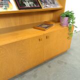 Tall LP display cabinet with glass doors and magazine shelf from Sweden