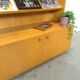 Tall LP display cabinet with glass doors and magazine shelf from Sweden