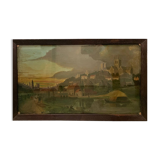 Tableau ancien paysage XVIIe