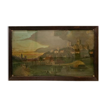 Tableau ancien paysage XVIIe