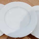 Set of 6 white porcelain dessert plates from Limoges