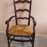Wooden armchair with straw seat