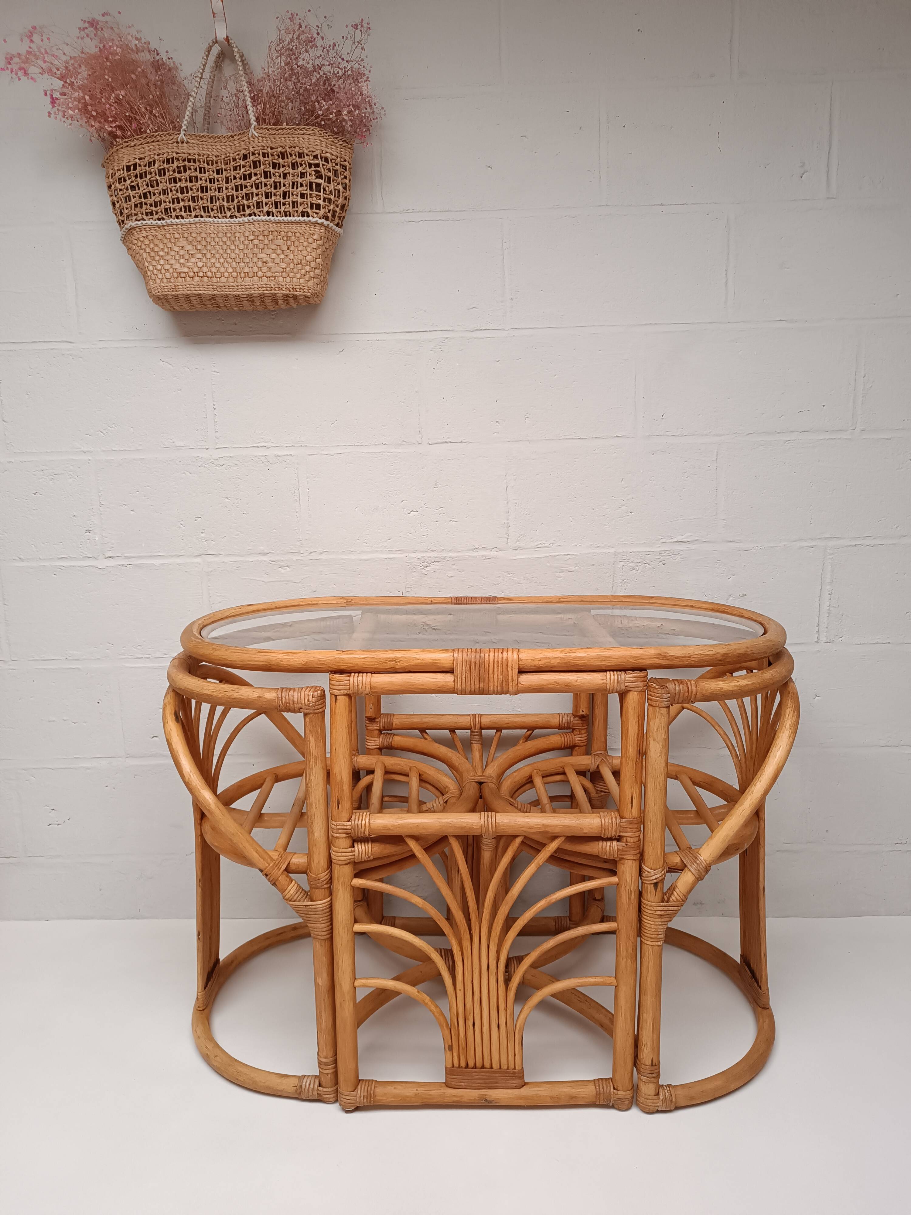 Vintage rattan table and chairs set