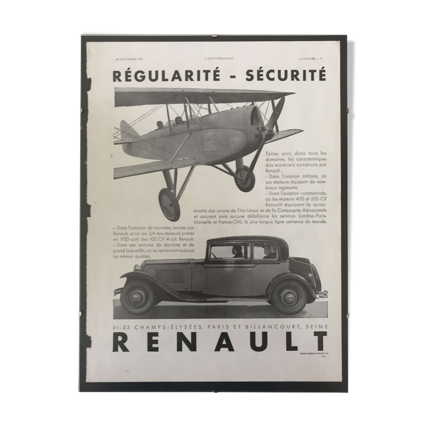 Advertising poster Renault 1930