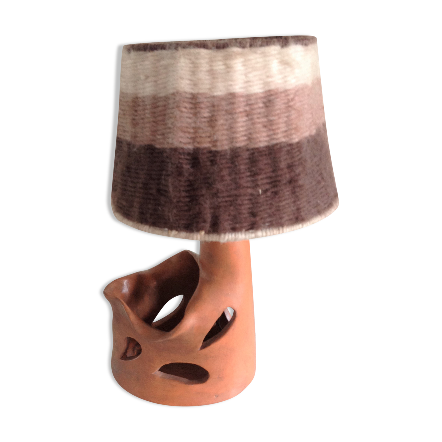 Ceramic lamp terracotta and lampshade wool 50/60