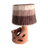 Ceramic lamp terracotta and lampshade wool 50/60