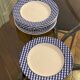 Blue Vichy dessert plates