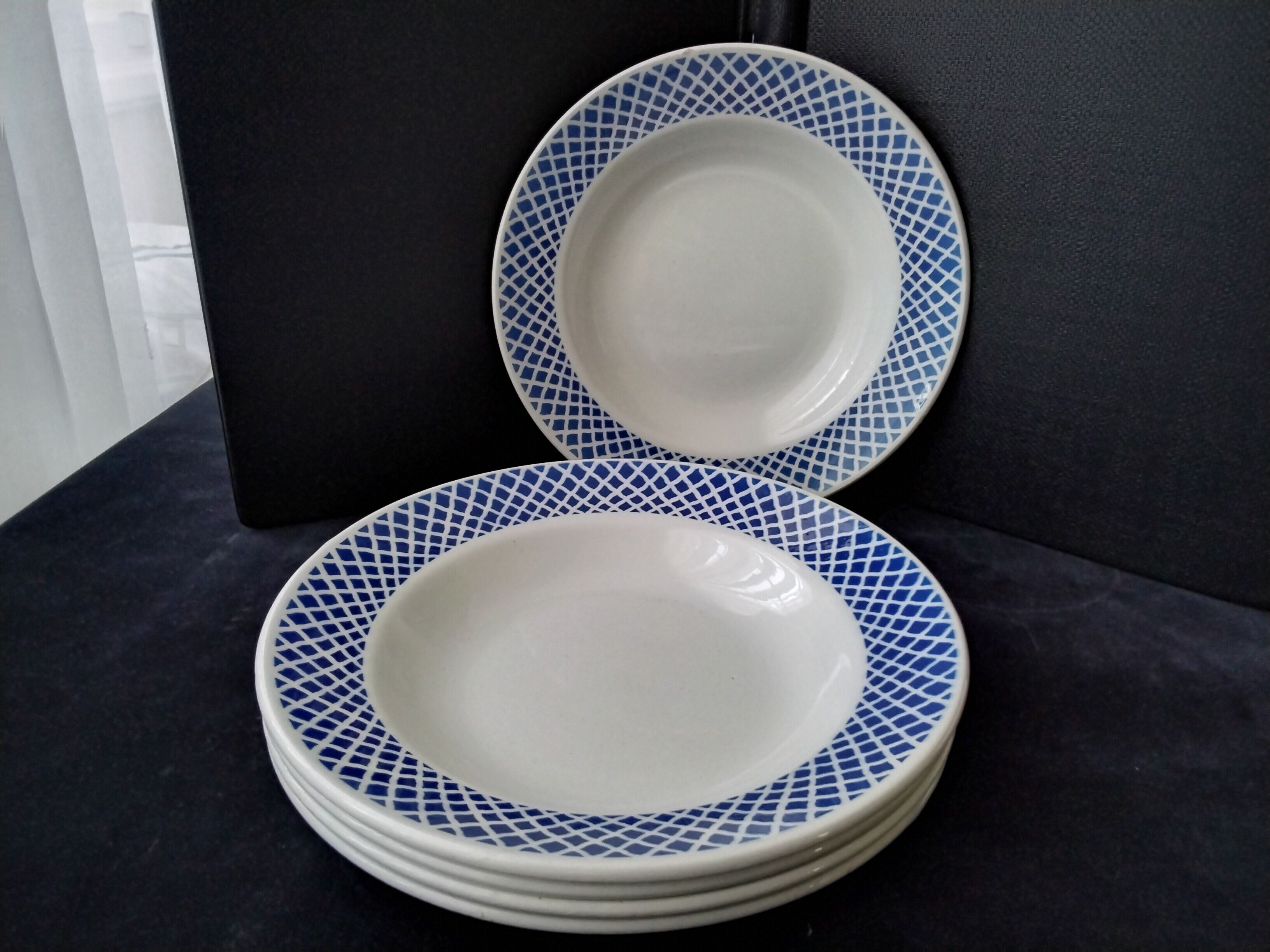 5 Hollow plates opaque porcelain from Badonviller