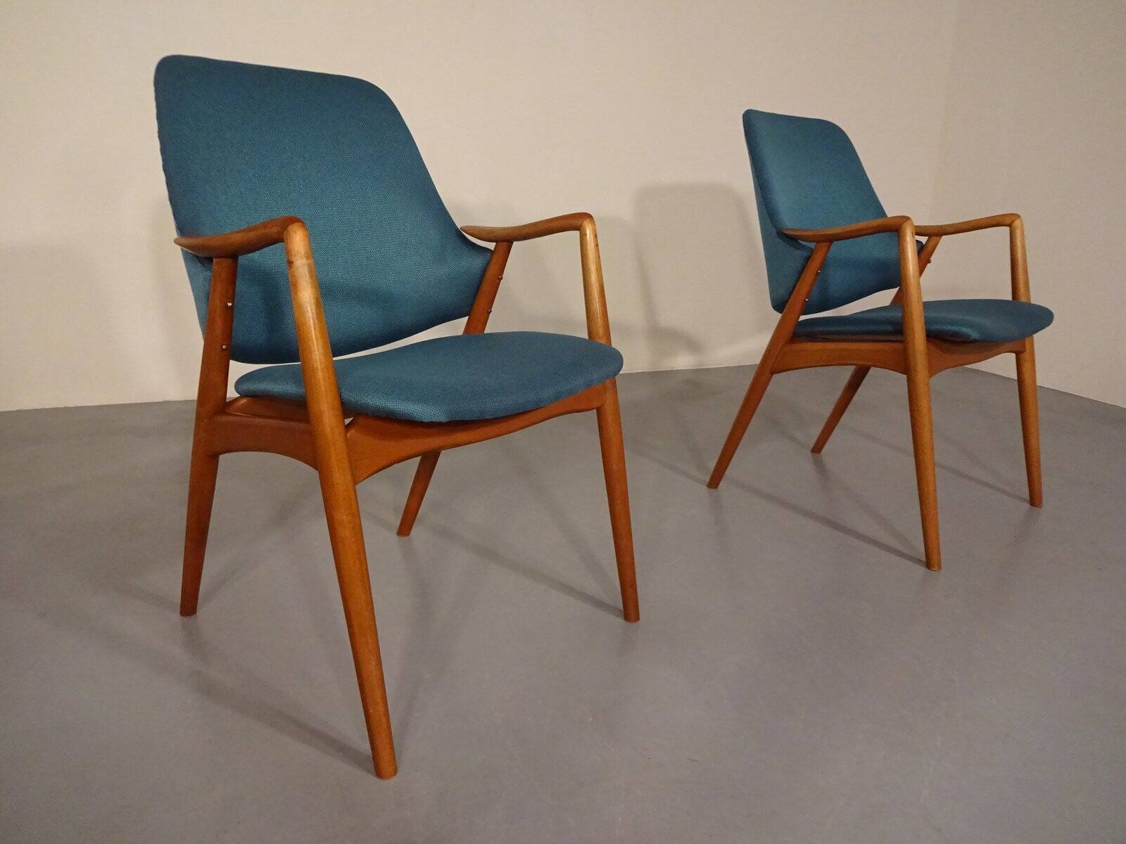 Set of Danish Beech Armchairs, 1960s