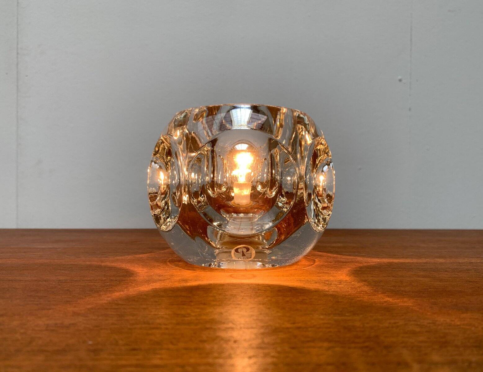 Vintage German glass table lamp by Peill & Putzler.
