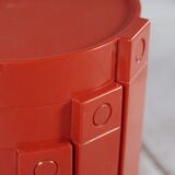 3 nesting tables in orange plastic by Prisunic, 1970.