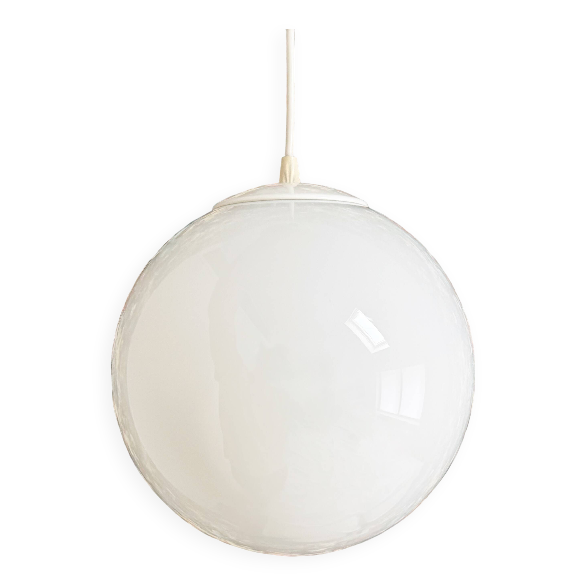 Vintage milk glass globe hanging lamp