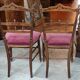 Pair of old velvet chairs in old rose carved wood