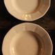 6 mismatched soup plates Digoin Sarreguemines red blue pink