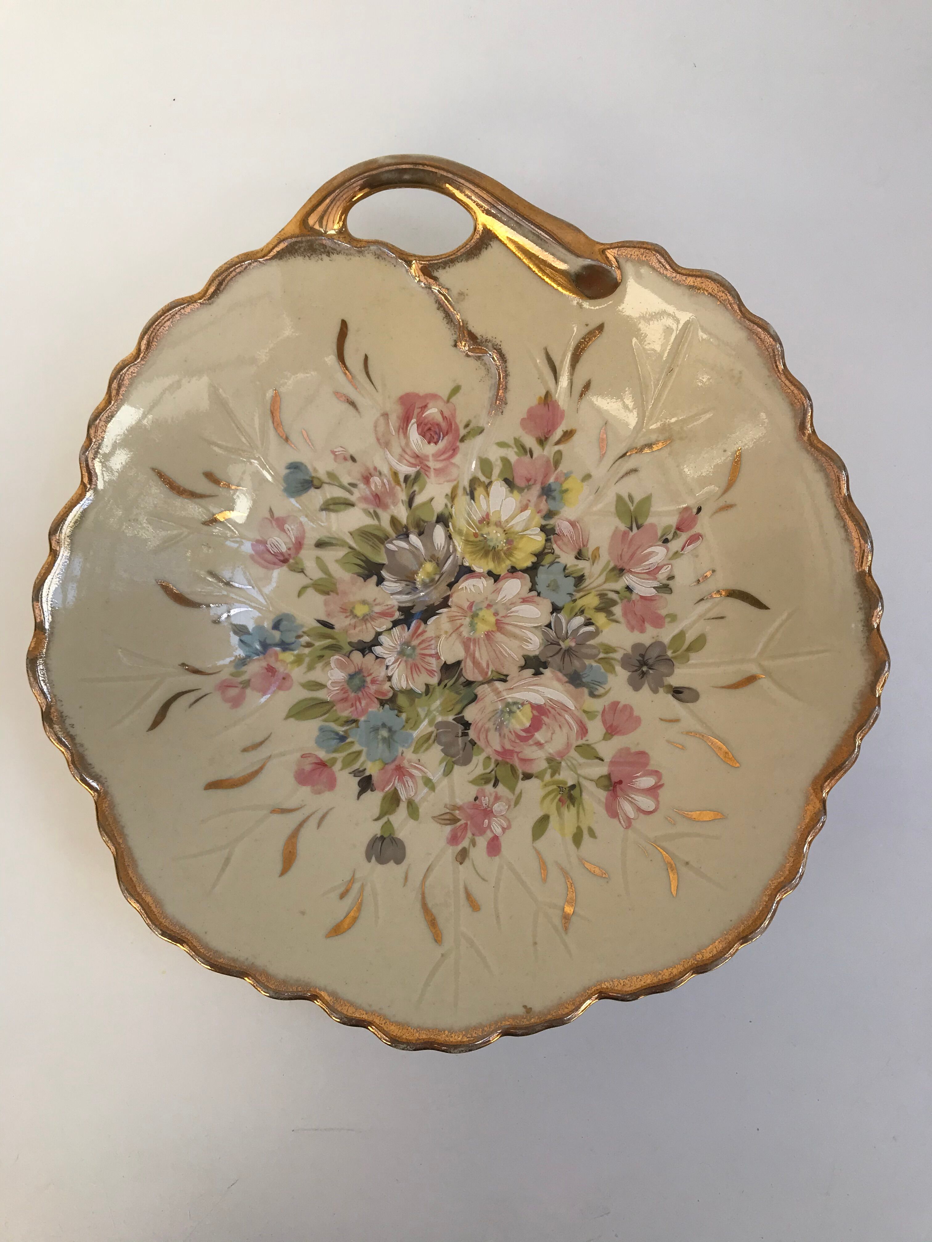 Vintage porcelain and enamel fruit bowl