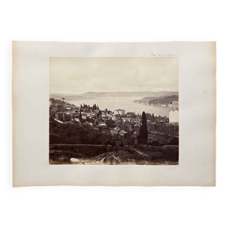 Photo Village on the Bosphorus 19th century albumen laminated cardboard