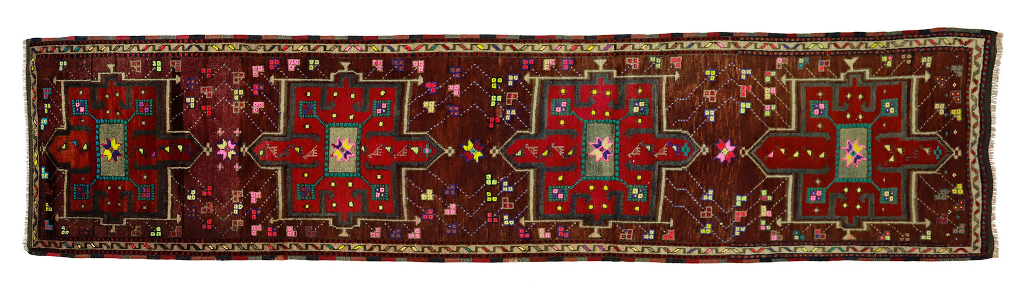 Anatolian handmade vintage rug 350 cm x 85 cm