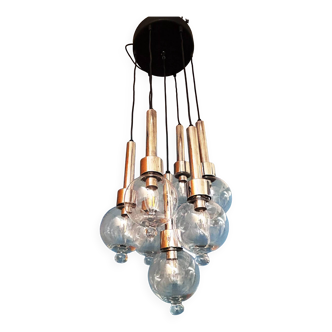Chrome and glass cascade pendant light